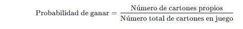 fórmula de probabilidad de ganar al bingo online