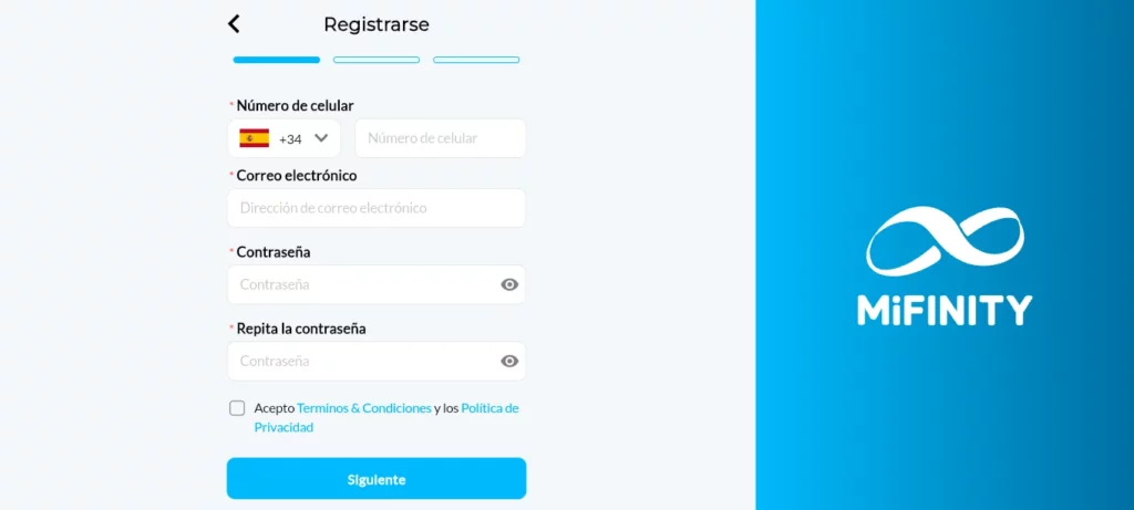 Registro en MiFinity