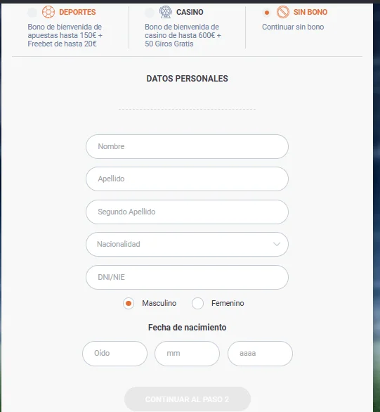 registro en casino Tonybet