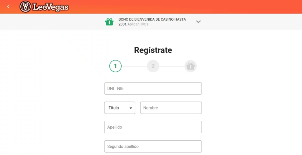 Crear cuenta en LeoVegas