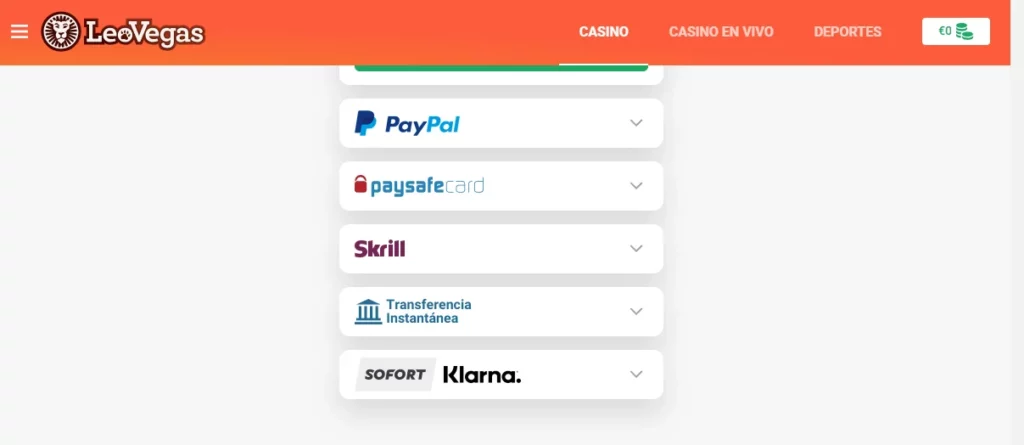 Métodos de pago para retirar dinero del casino online