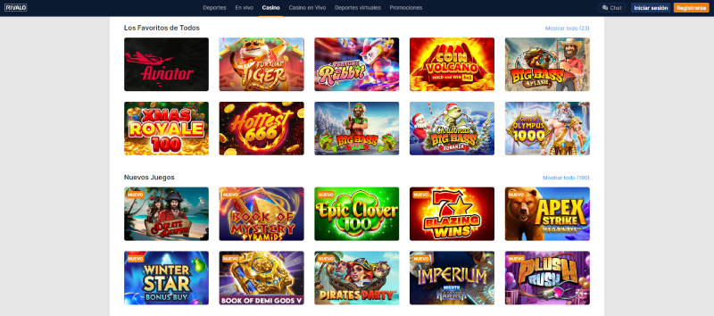 rivalo juegos de casino online disponibles