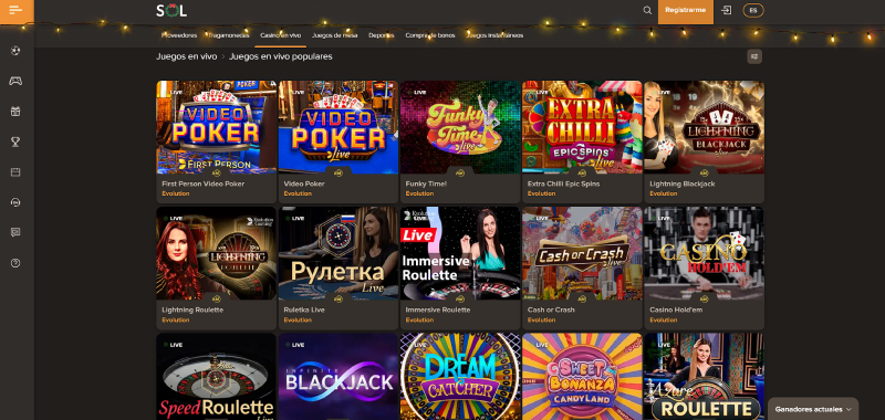 sol casino en vivo