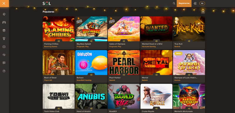sol casino juegos de casino disponibles