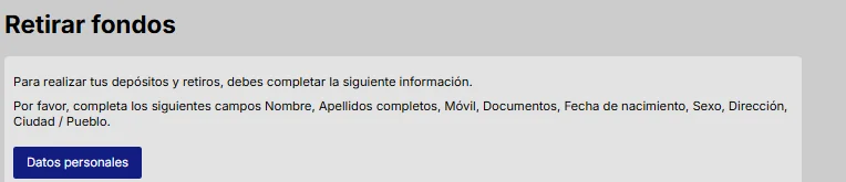 Requisitos para poder retirar fondos en Rojabet
