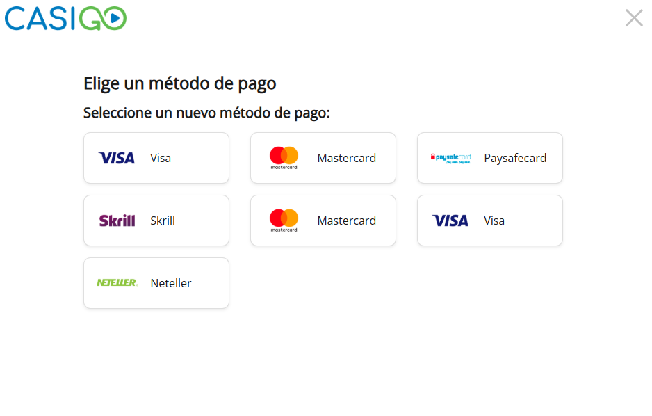 Métodos de depósito para poder jugar en CasiGo